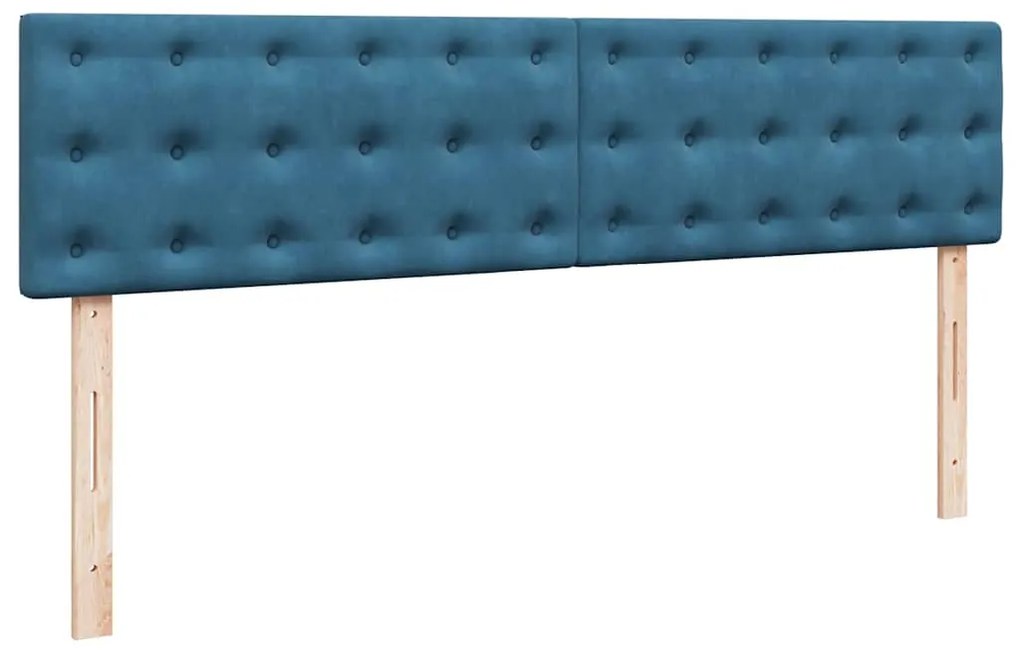 Cama otomana com colchões/LEDs 200x200 cm veludo azul-escuro