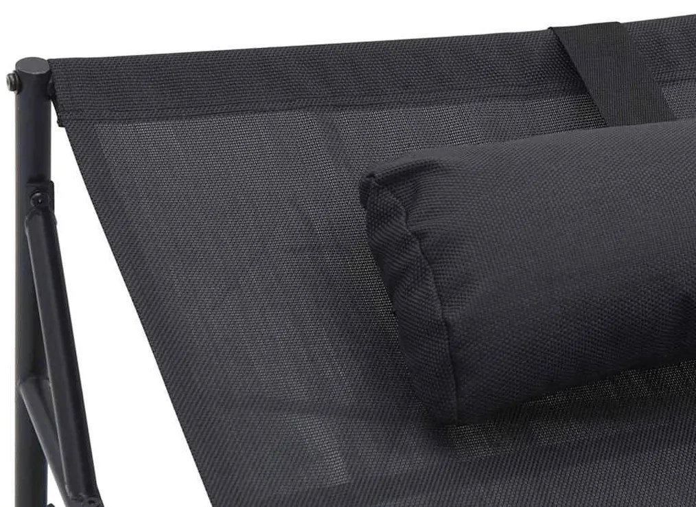 Cama de Sol pra Jardim - Antracite - 200x74x73 cm - Aço e Textilene