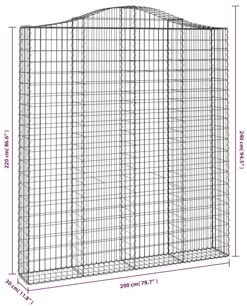 Cestos gabião arqueados 2pcs 200x30x220/240cm ferro galvanizado