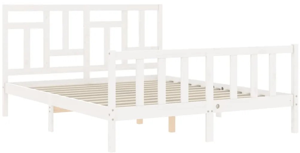Estrutura de cama King Size com cabeceira madeira maciça branco