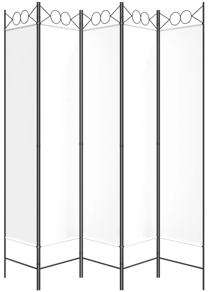 Divisória/biombo com 5 painéis 200x200 cm tecido branco