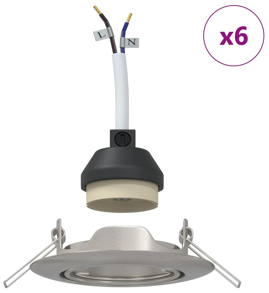 Luminárias embutidas 6 pcs Redondas GU10 Prateado Ø90 mm Aço