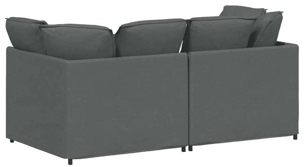 Sofá modular com almofadas tecido cinzento-escuro