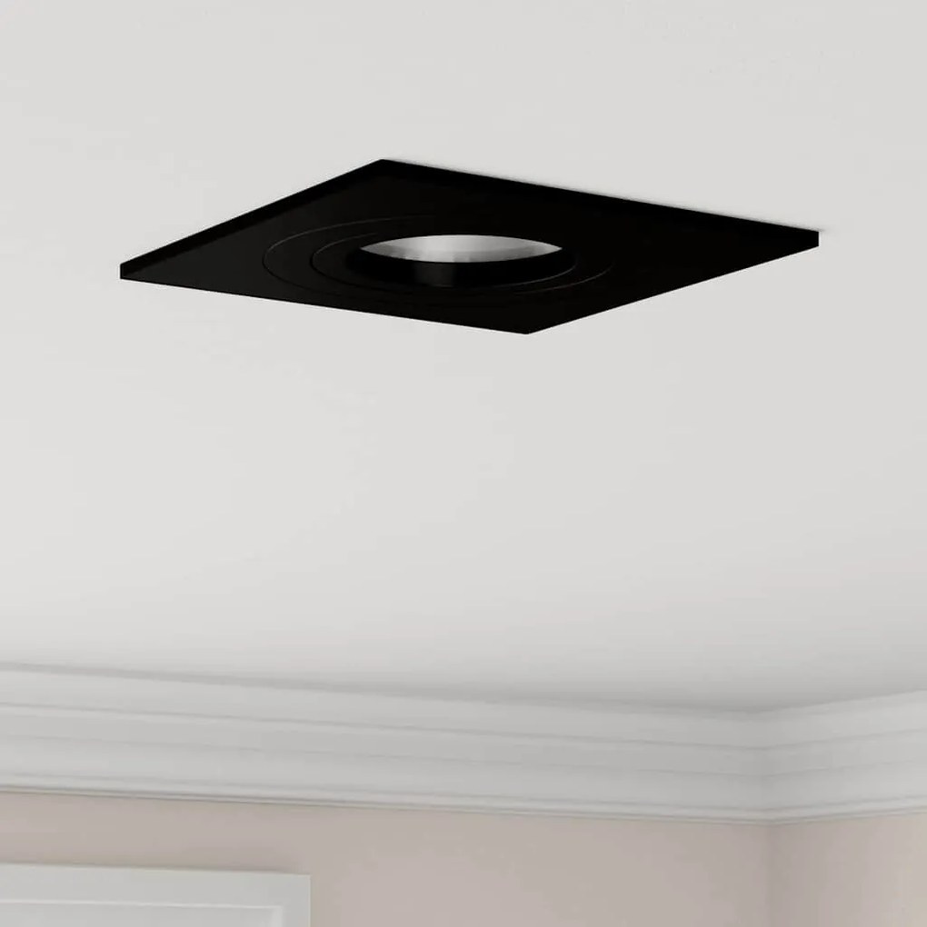 vidaXL Focos embutidos 12 pcs Quadrado GU10 Preto 91x91 mm