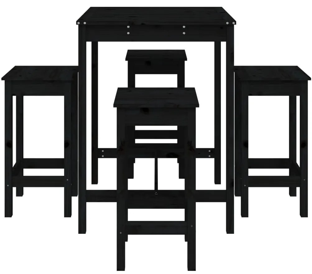 5 pcs conjunto de bar para jardim pinho maciço preto