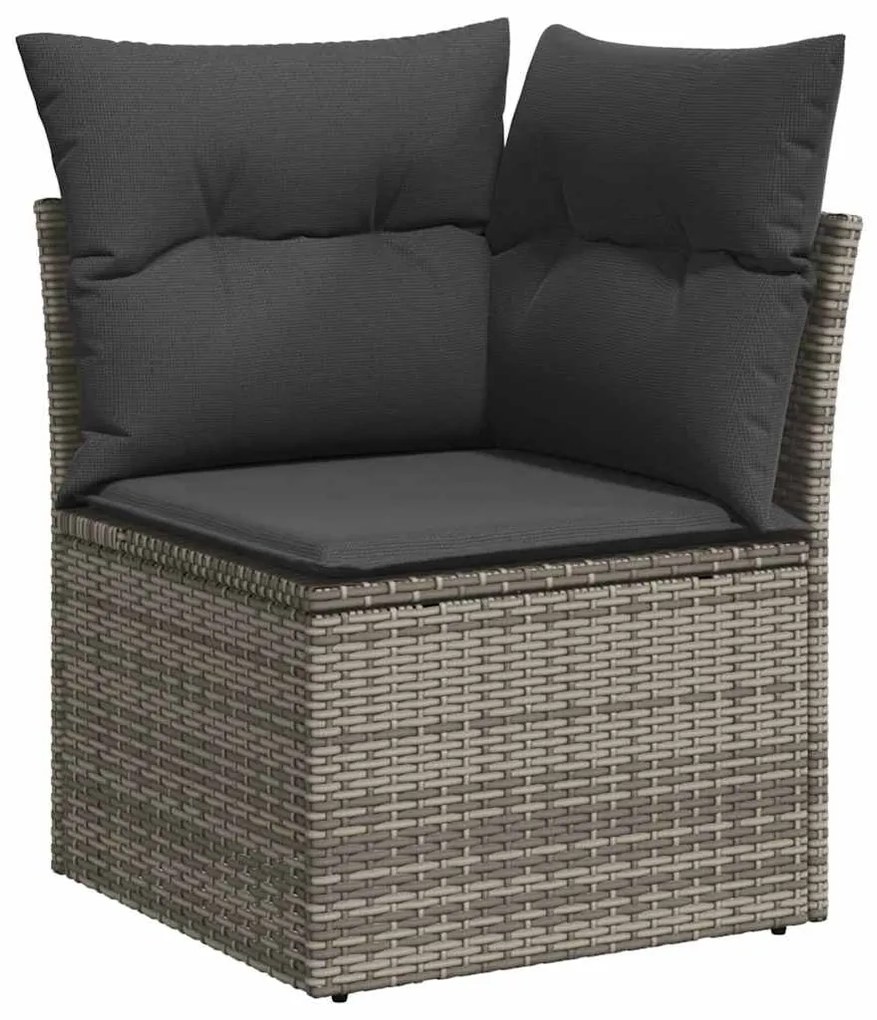 Conjunto de Sofá de Jardim 7 peças com Almofadas Cinza Rattan Poliéste