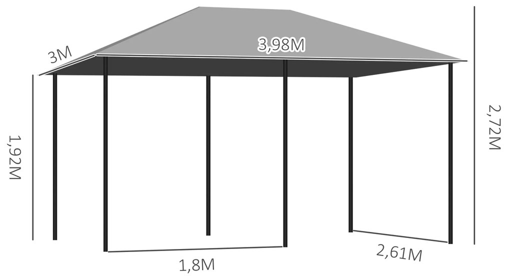 Outsunny Pégola de Jardim Pérgola de Exterior com Paredes Laterais Amo