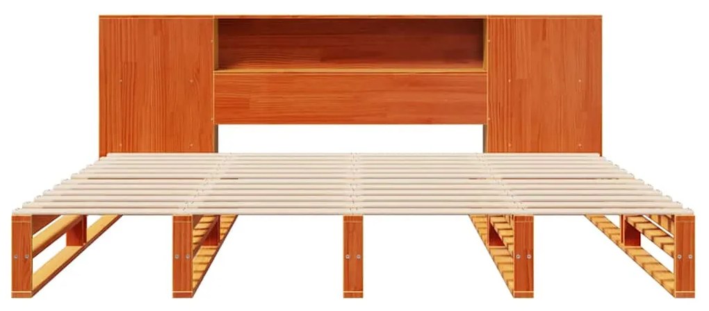 Cama sem colchão 200x200 cm madeira maciça castanho-mel