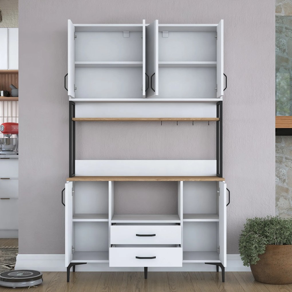 Armário Alto de Cozinha "Stella" - 120 x 198,6 x 40 cm - Nogueira e Br