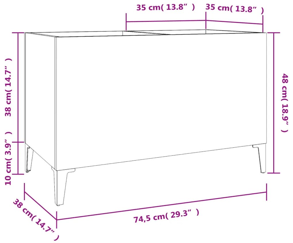 Armário para discos 74,5x38x48 cm derivados de madeira branco