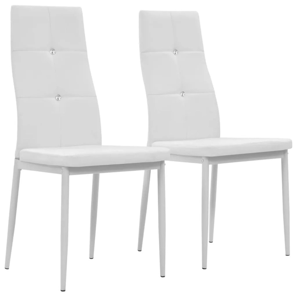 246189 vidaXL Cadeiras de jantar 2 pcs couro artificial branco