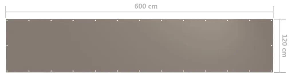 Tela de varanda 120x600 cm tecido Oxford cinzento-acastanho