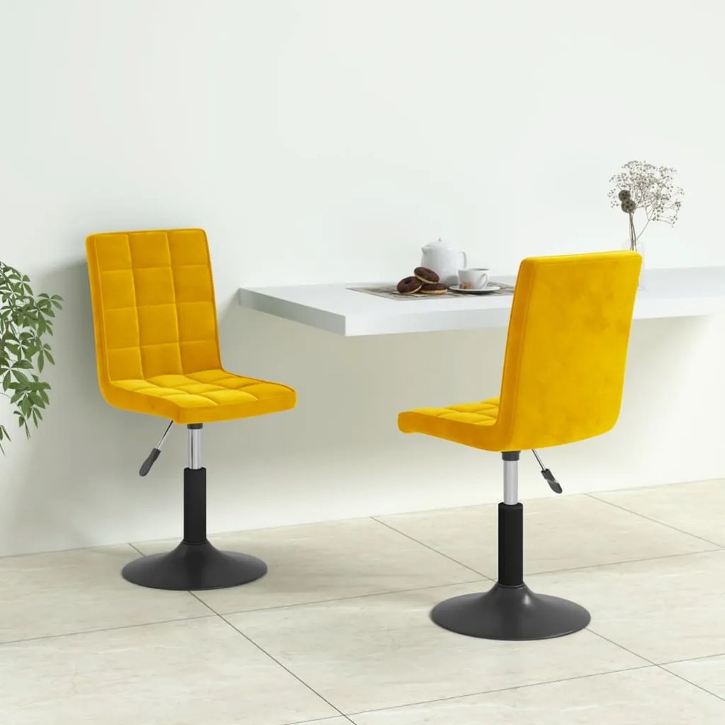 vidaXL Cadeiras de jantar giratórias 2 pcs veludo amarelo mostarda
