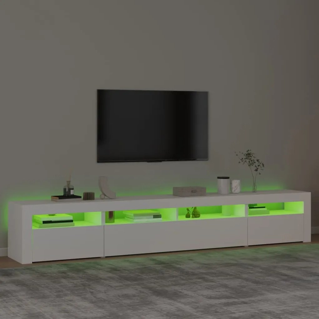 Móvel de TV com luzes LED 240x35x40 cm branco