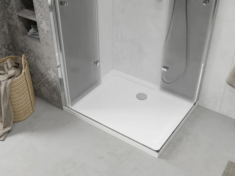 Mexen Lima Duo cabine de duche dobrável 80 x 70 cm, transparente, cromado + base de duche Flat - 856-080-070-01-02-4010