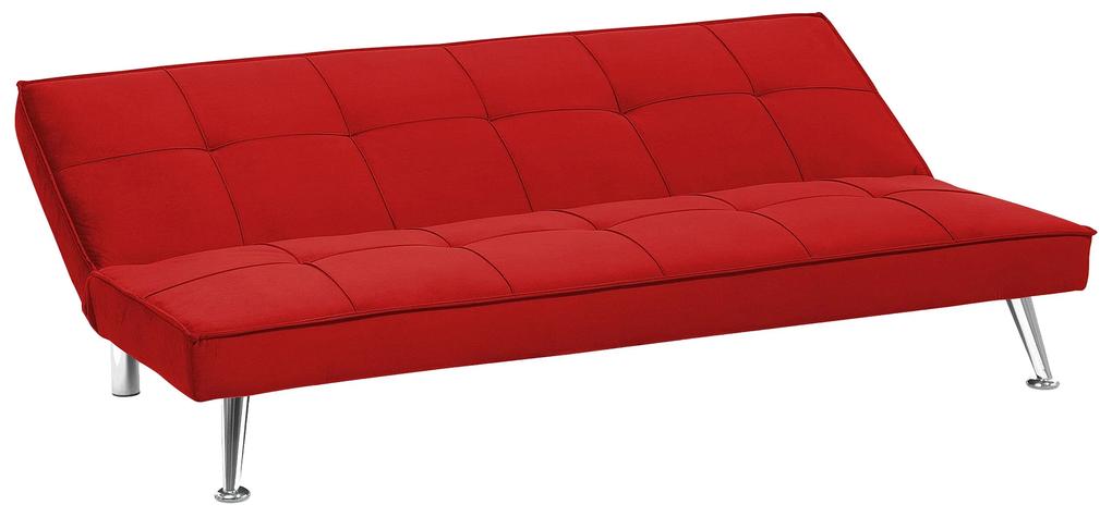 Sofá-cama de 3 lugares em tecido vermelho HASLE Beliani