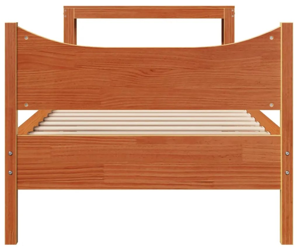 Estrutura cama c/ cabeceira 90x190 cm pinho maciço castanho-mel