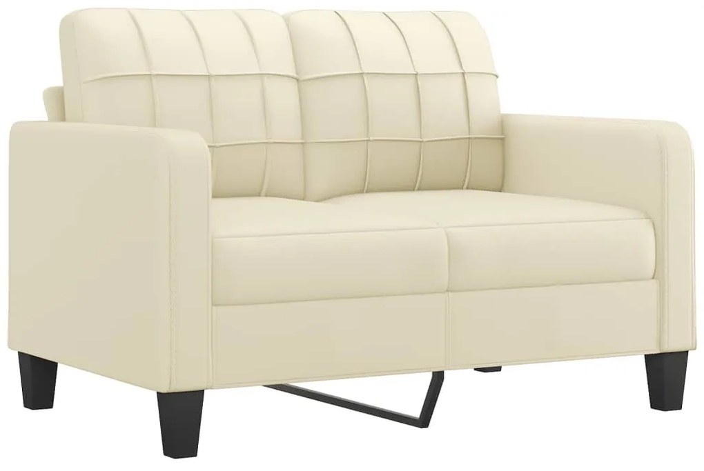 3 pcs conjunto de sofás com almofadas couro artificial creme