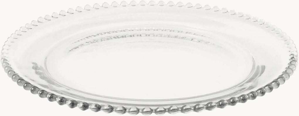 Pratos redondos de vidro com borda de contas Collier, conjunto de 6