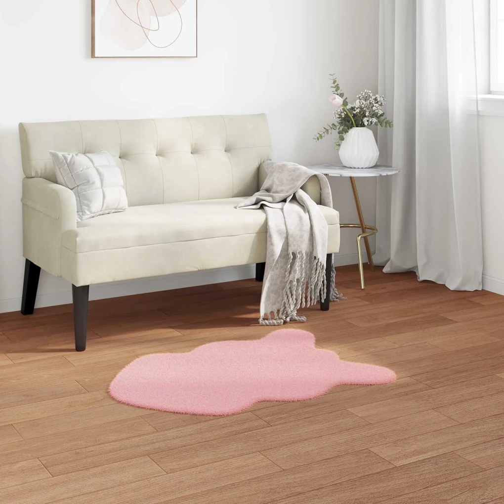 vidaXL Tapete de Pelo Sintético de Coelho Olite Rosa 80 x 120 cm