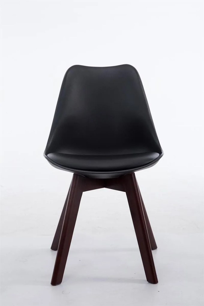 Cadeira de cozinha e sala de jantar Borneo V2 em couro sintético com estrutura em Cor Nogueira 48 x 84 x 41,5 cm Preto