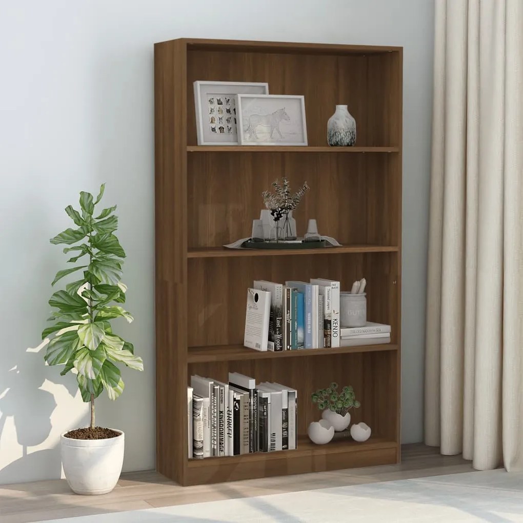 815392 vidaXL Estante 4 prateleiras 80x24x142cm derivados de madeira castanho