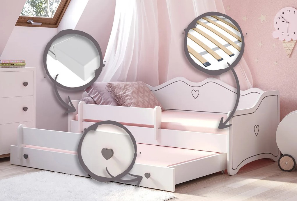 Cama infantil dupla Emma II 160x80 cinza/branco - colchão e estrado incluído