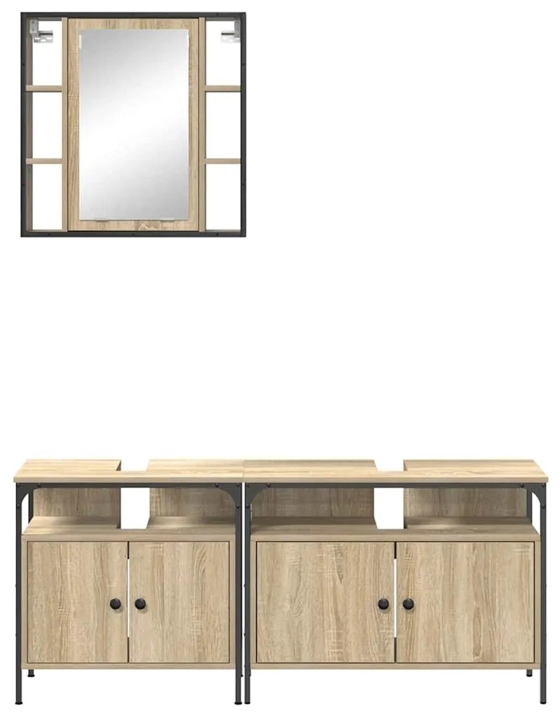 Conjunto de Armários para Banheiro 3 pcs Carvalho sonoma