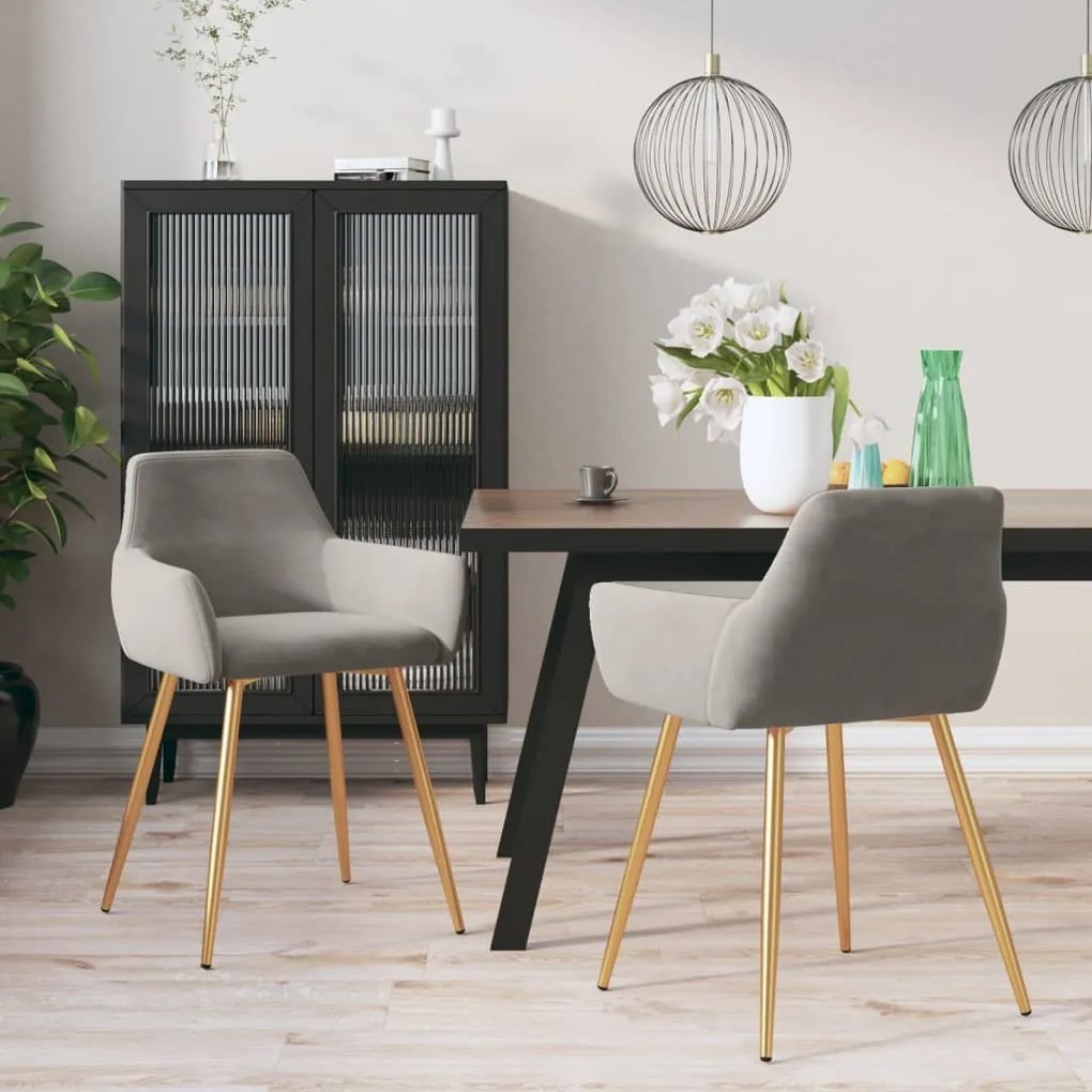 vidaXL Cadeiras de jantar 2 pcs veludo cinzento-claro