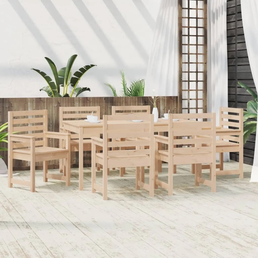 7 pcs conjunto de jantar para jardim madeira de pinho maciça