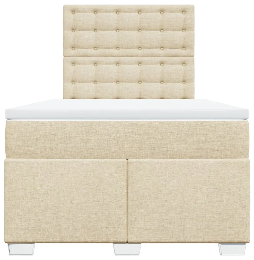 Cama boxspring com colchão 120x190 cm tecido cor creme