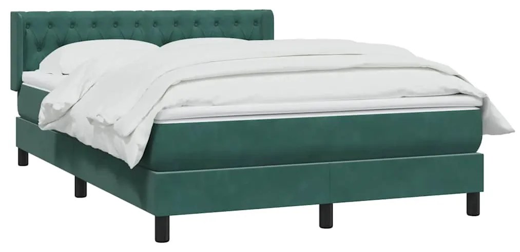 Box Cama primavera com Colchão Verde Escuro 140x210 cm Veludo