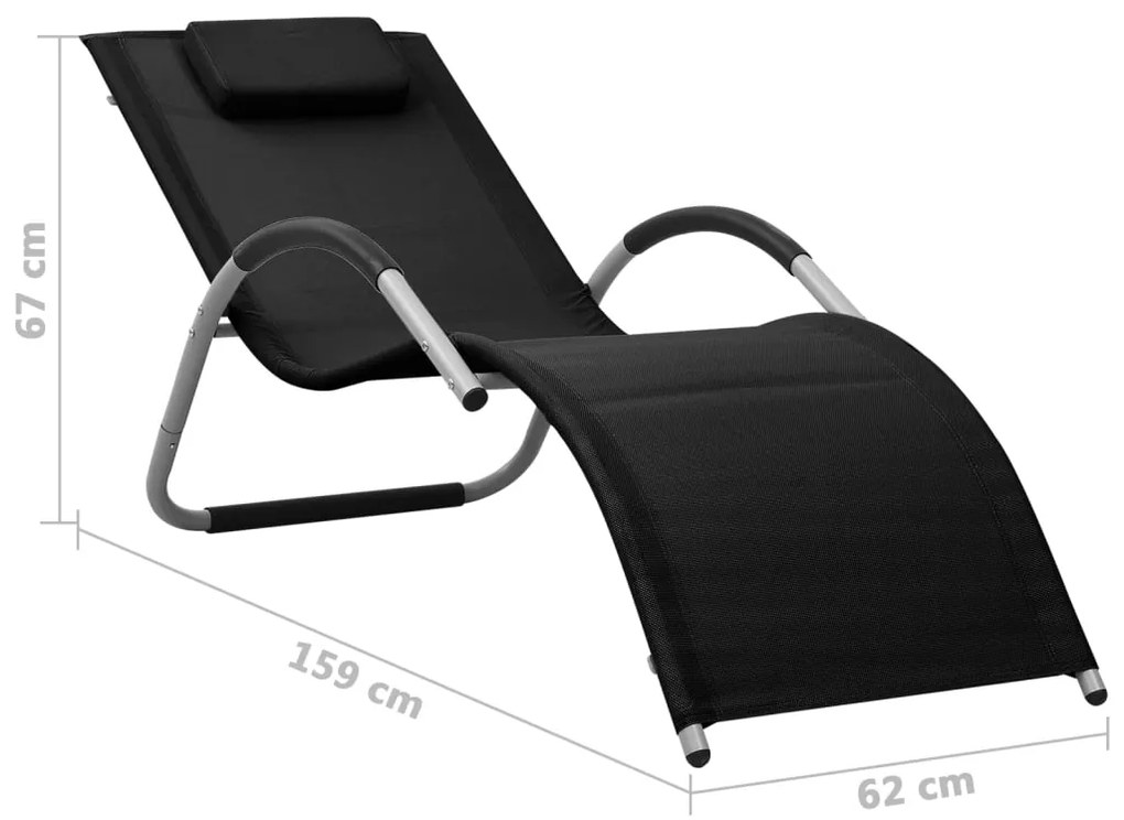 Espreguiçadeiras 2 pcs textilene preto e cinzento