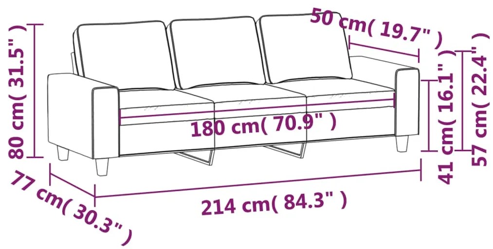 Sofá de 3 lugares tecido 180 cm cor creme
