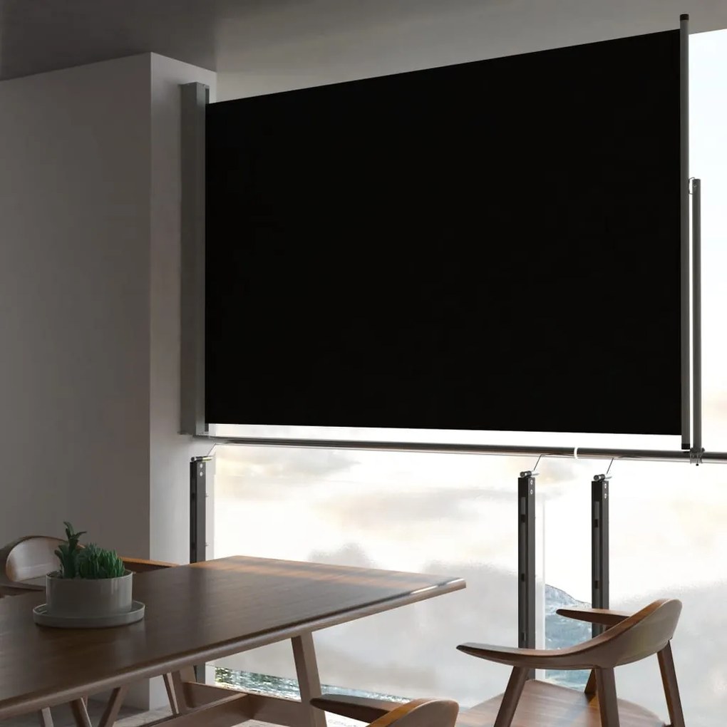 vidaXL Toldo lateral retrátil para pátio 160x300 cm preto