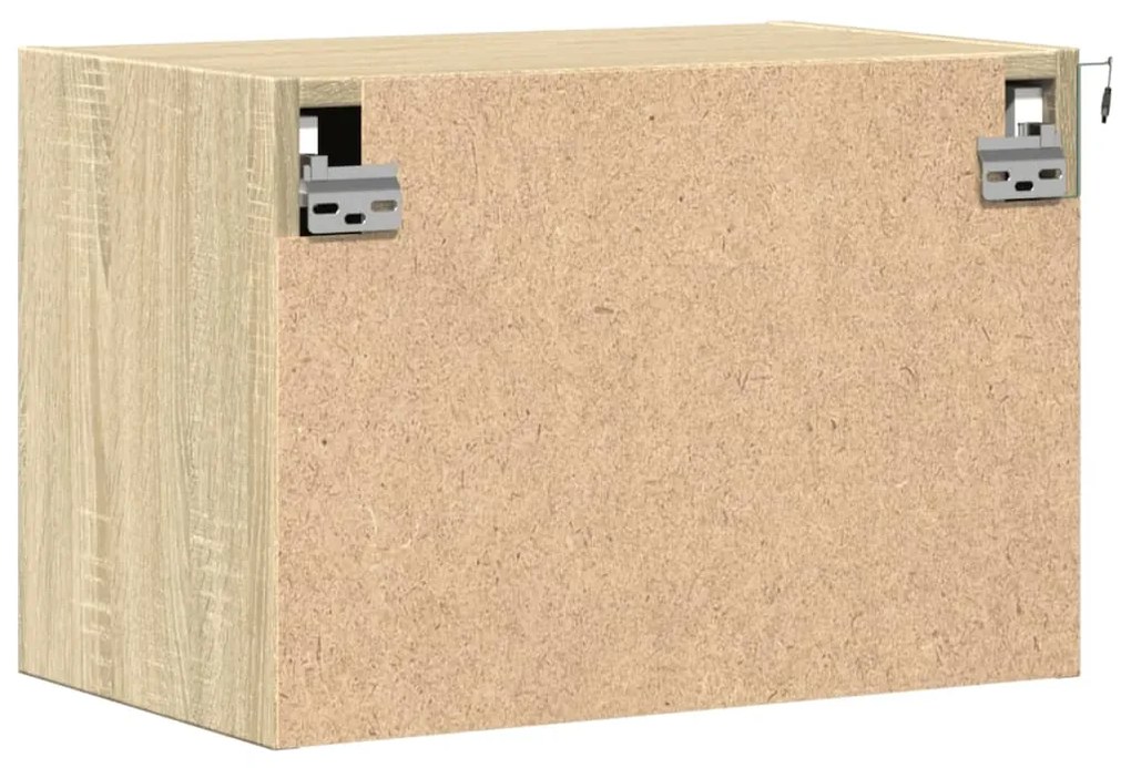 Mesa de cabeceira de parede com luzes LED carvalho sonoma