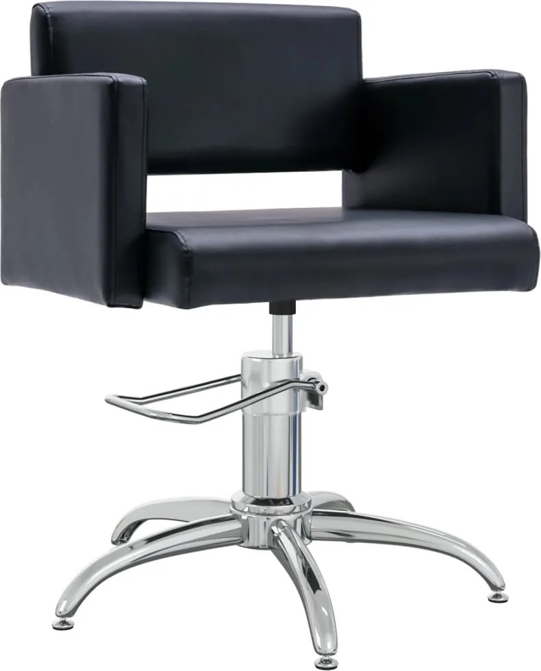 337181 vidaXL Cadeira de cabeleireiro couro artificial preto