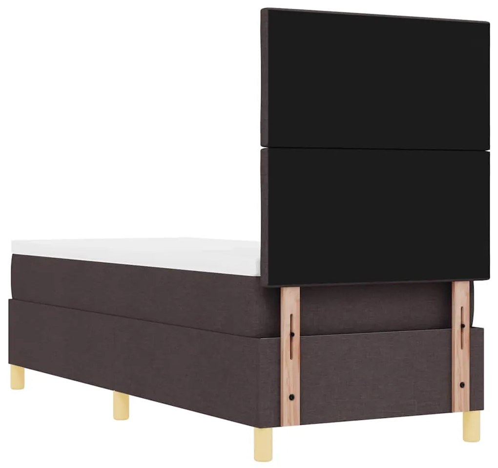 Cama Box Spring com Colchão Castanho Escuro 80x200 cm Tecido