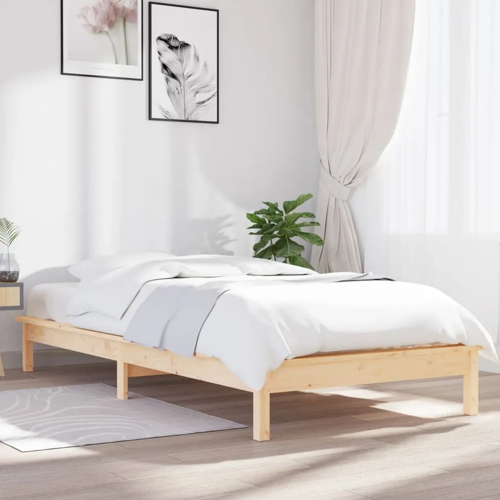 vidaXL Estrutura de cama 100x200 cm pinho maciço