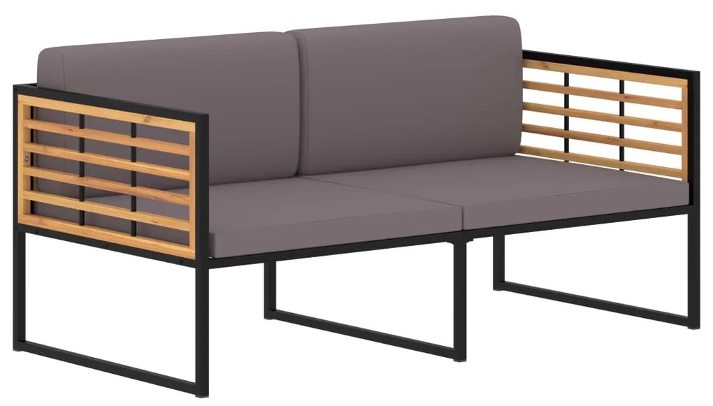 vidaXL Banco jardim c/ almofadões 136 cm acácia maciça cinzento-escuro