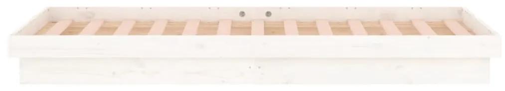 Estrutura de cama c/ luzes LED 90x200 cm madeira maciça branco