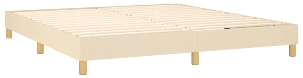 Cama box spring c/ colchão e LED 180x200 cm tecido cor creme