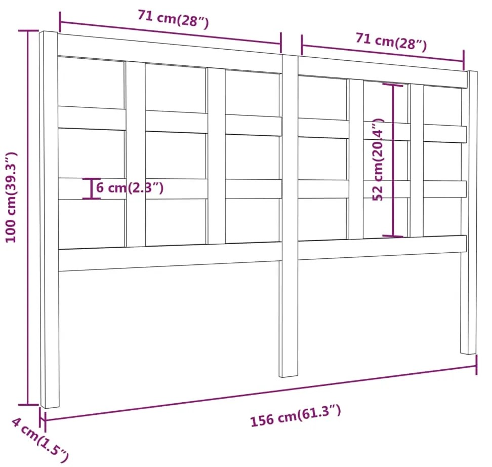 Cabeceira de cama 156x4x100 cm pinho maciço cinzento