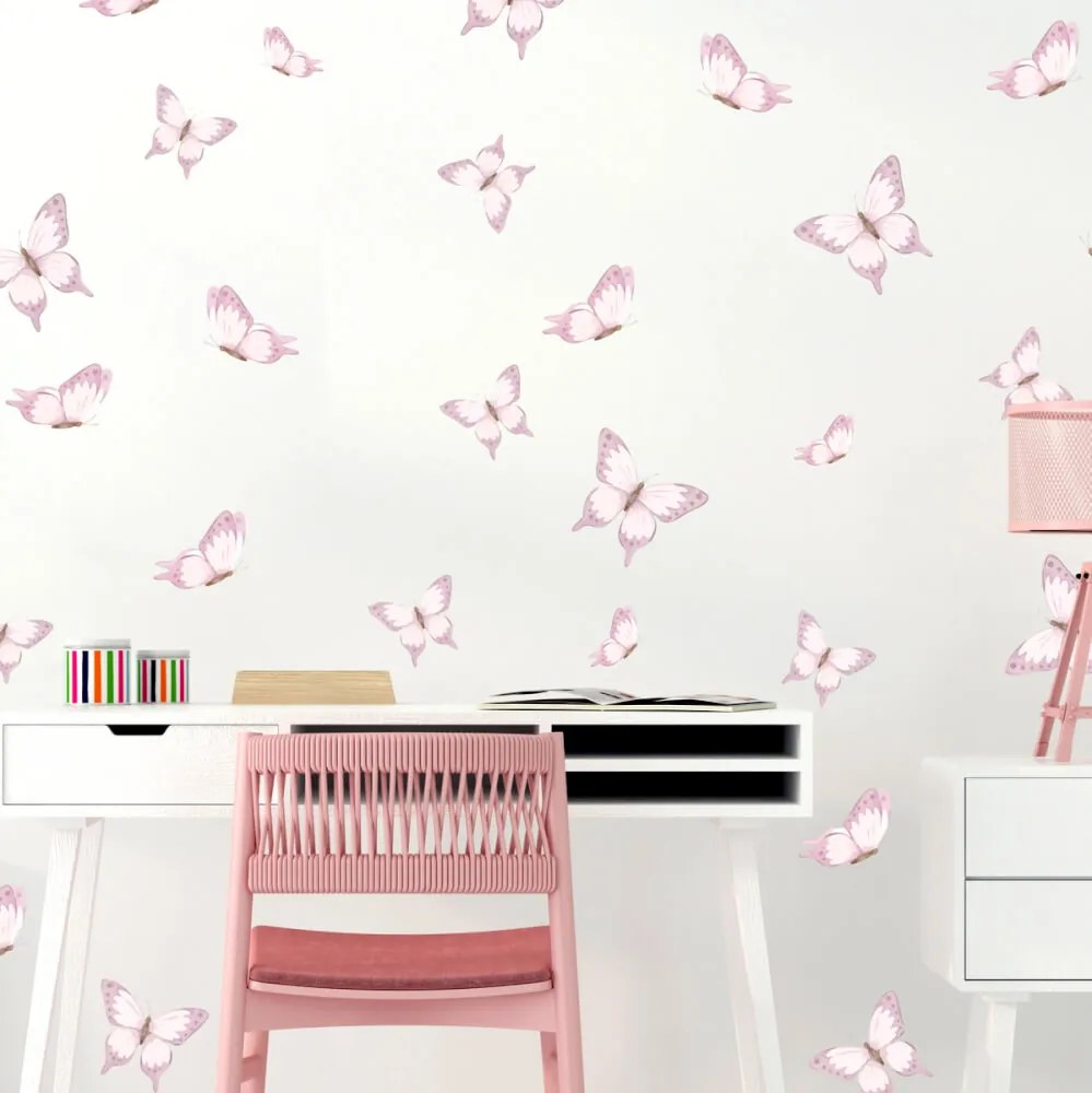 Papel de parede crianças - Borboletas cor-de-rosa