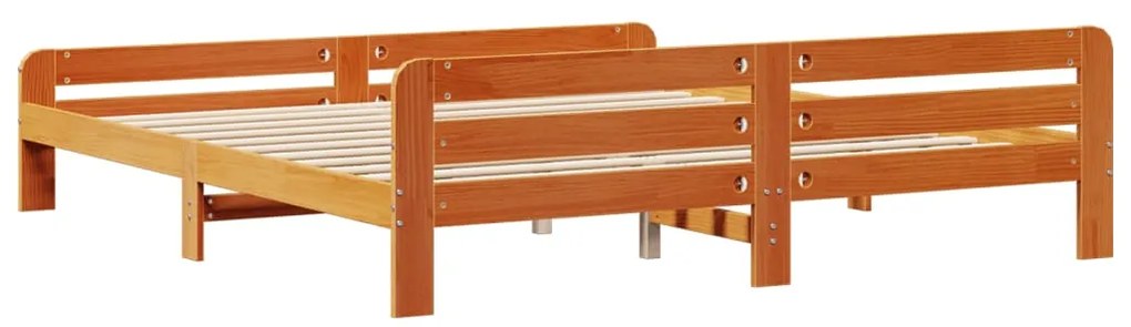 Cama sem colchão 200x200 cm pinho maciço castanho-mel