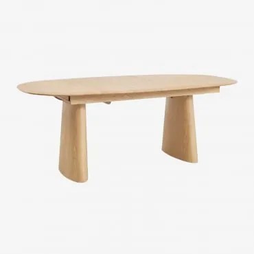 Mesa De Jantar Oval Extensível Em Mdf E Folha De Freixo Nuveta Madeira Natural & 220-280x110 Cm - Sklum