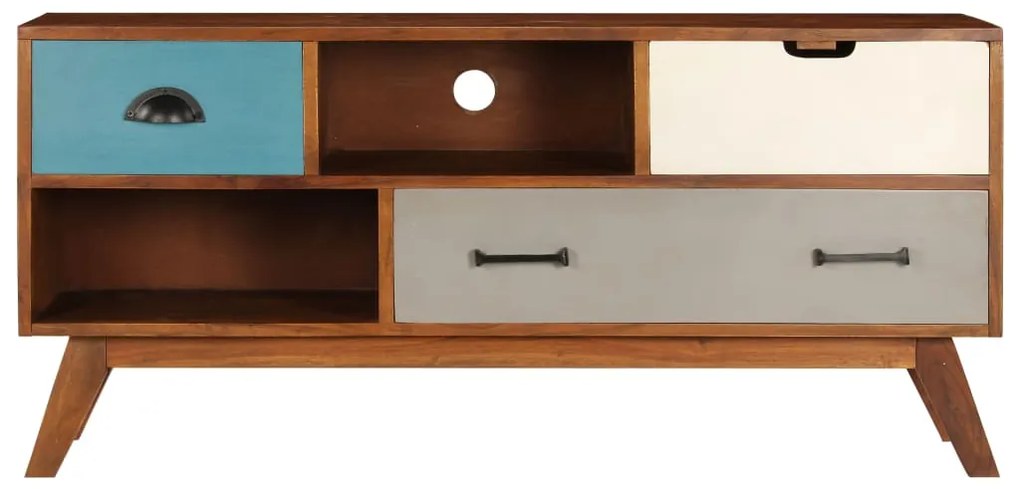 Móvel de TV c/ 3 gavetas 110x35x50 cm madeira de acácia maciça