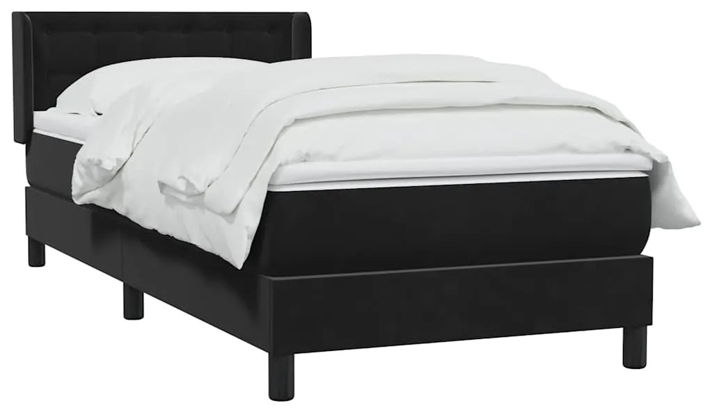 Cama box spring com colchão 90x210 cm veludo preto