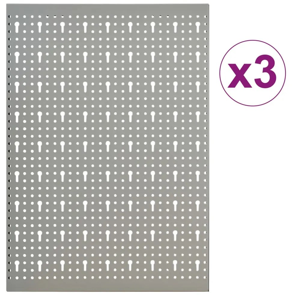 Placas perfuradas de parede 3 pcs 40x58 cm aço