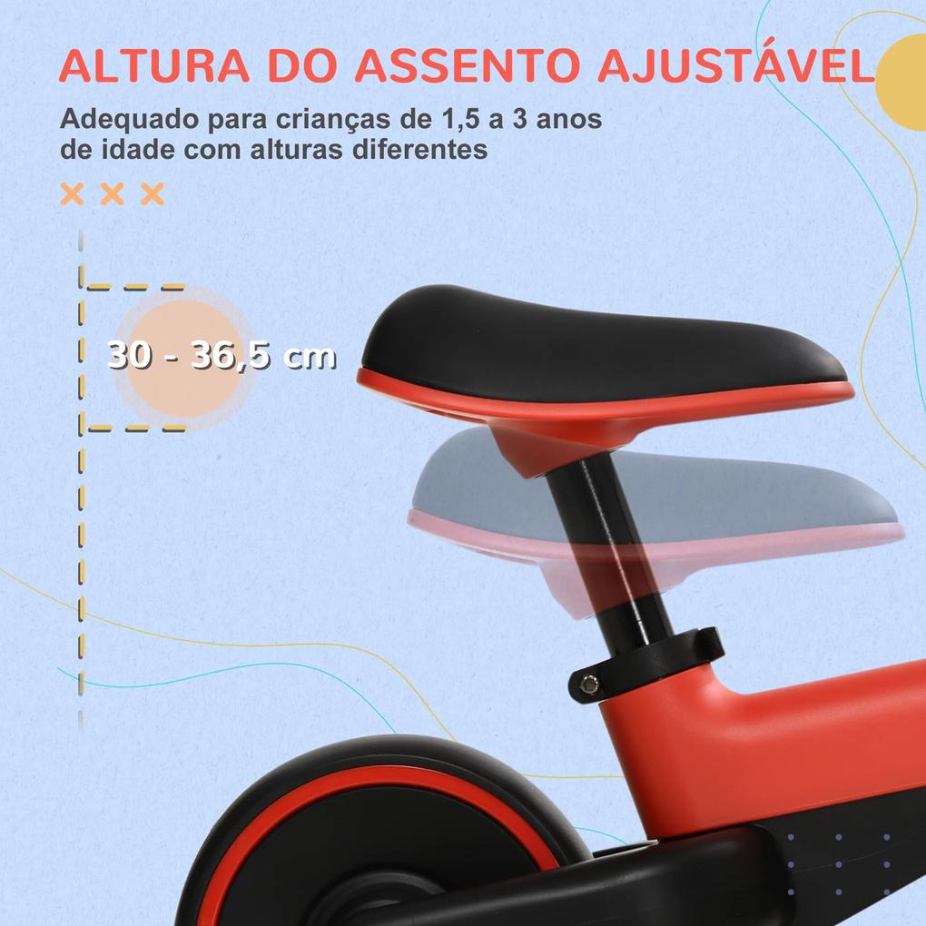 AIYAPLAY Bicicleta sem Pedais para Crianças acima de 18 Meses com Assento Ajustável em 30-36,5 cm Rodas de Ø19 cm 66,5x34x46,5 cm Vermelha